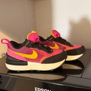 Nike Black and Pink Sneakers with Yellow Swoosh